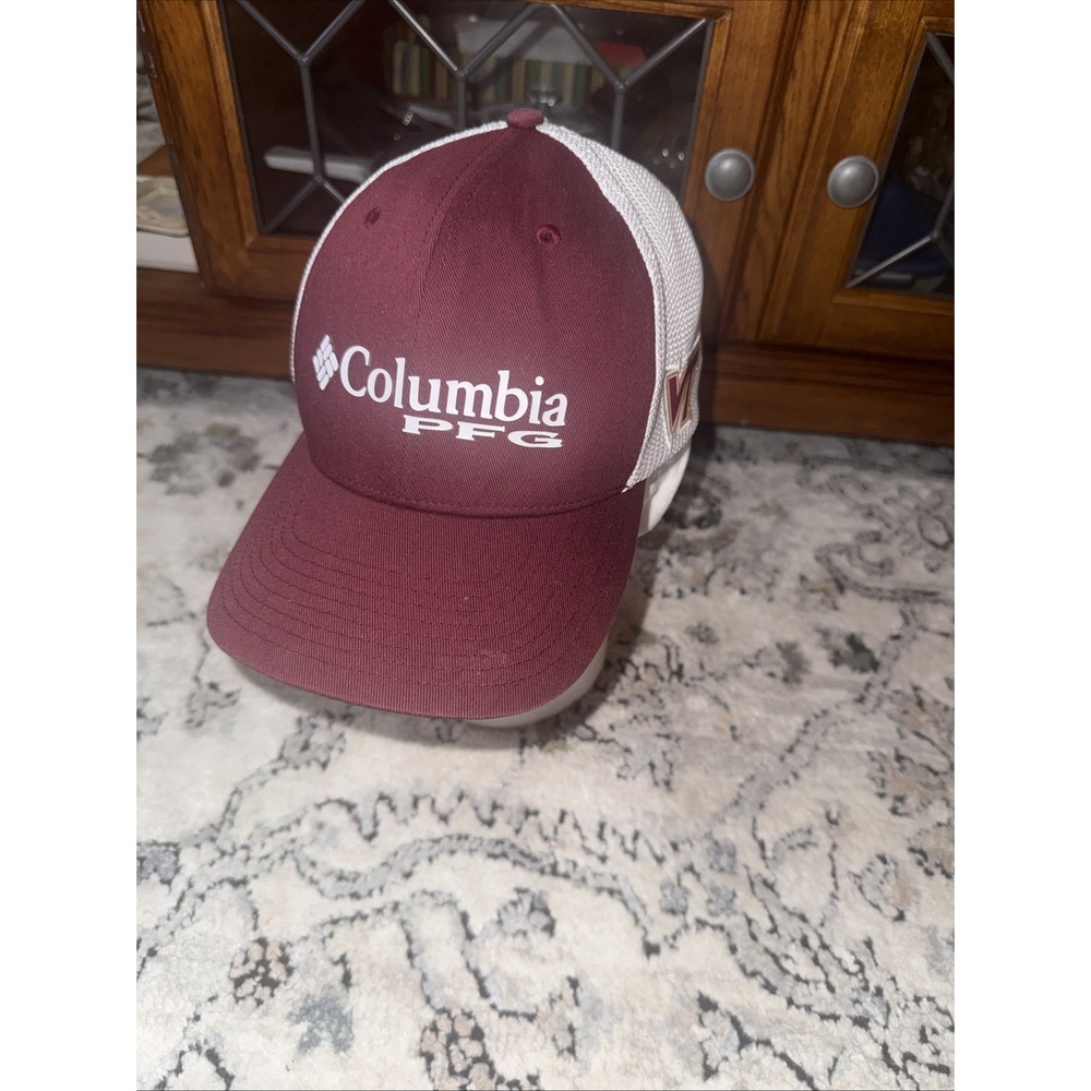 S/M Colombia PFG Flex fit Hat Virginia Tech Maroon &‎ White
